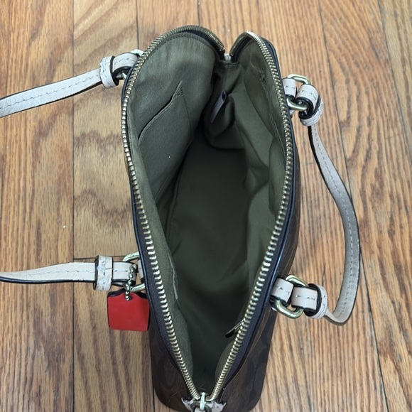 Coach Peyton Mini Signature Cora Domed Satchel Brown Tan # F32584 - Picture 4 of 13